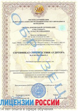 Образец сертификата соответствия аудитора №ST.RU.EXP.00006191-3 Всеволожск Сертификат ISO 50001